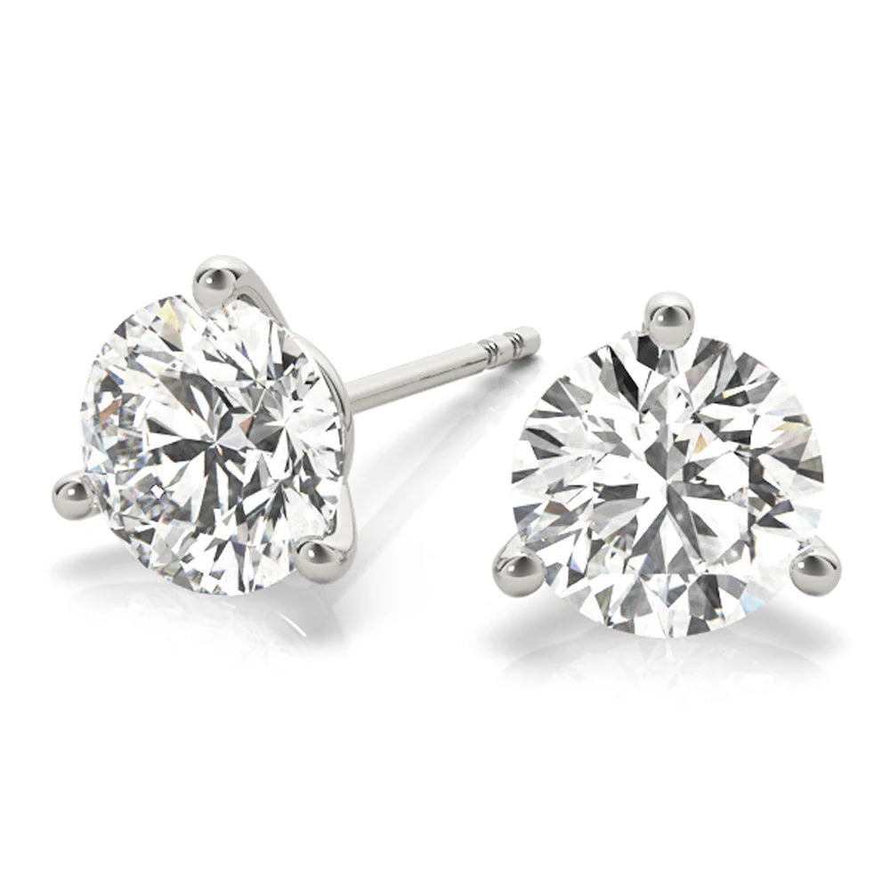 SheerGem Certified Moissanite Round Stone Martini Mount Stud Earrings