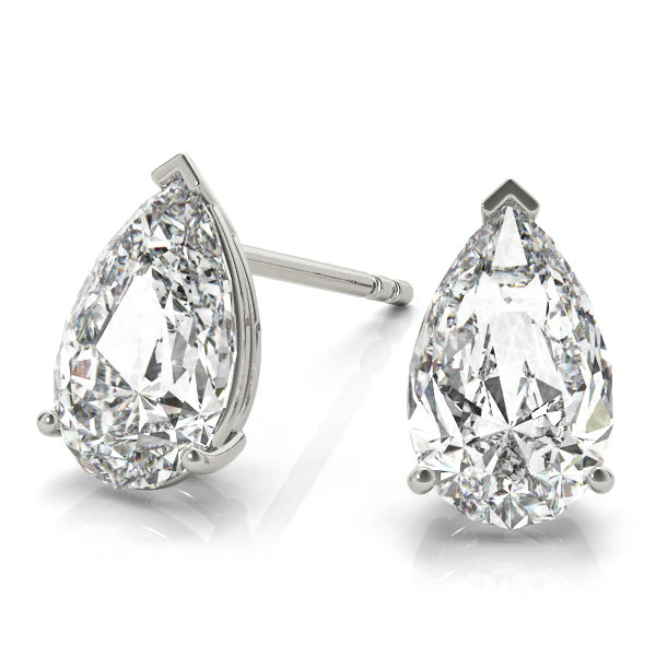 SheerGem Certified Moissanite Pear Stone Signature Mount Stud Earrings