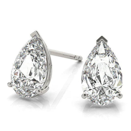 SheerGem Certified Moissanite Pear Stone Signature Mount Stud Earrings